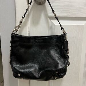 Coach Black Leather Chain Shoulder Bag